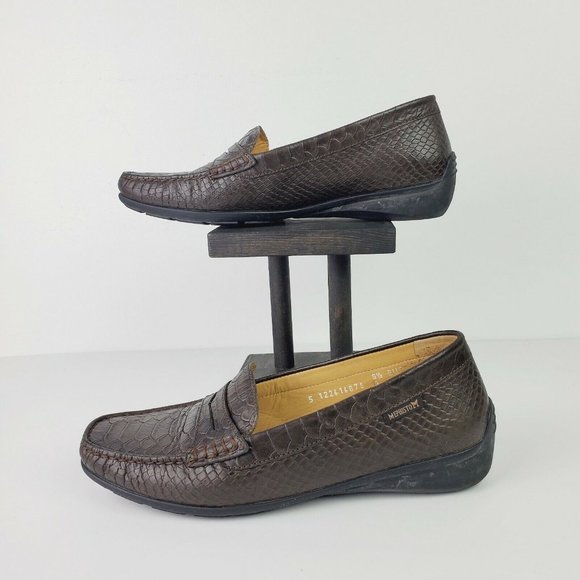 Mephisto Cool Air Women's Brown Embossed Leather Comfort Heel Penny Loafer Sz 9 - Picture 3 of 10